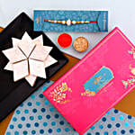 Elegant Pearl Mauli Rakhi And Kaju Katli