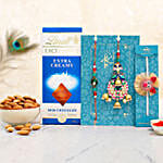 Peacock Lumba Rakhi Set And Peppe Pig Rakhi With Almonds And Lindt