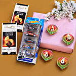 Shubh Deepawali Diyas With Hot Wheels Set And Lindt