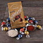 Sweet Diwali Lindor Chocolates With Roli And Chawal