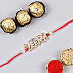 Beautiful Veera English Rakhi And 3 Pcs Ferrero Rocher