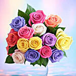 Vibrant 12 Mixed Roses Bouquet