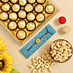 Feather Bansuri Rakhi And Cashew With Ferrero Rocher