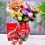 Blissful Mixed Flowers Bouquet And Lindt Chocolate