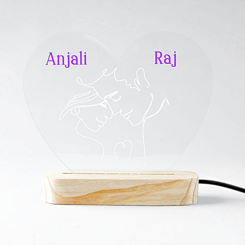 Personalised Heart Shaped LED Glow Lamp