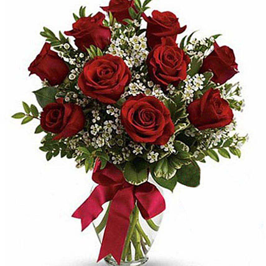 10 Red Roses Fresh Bouquet