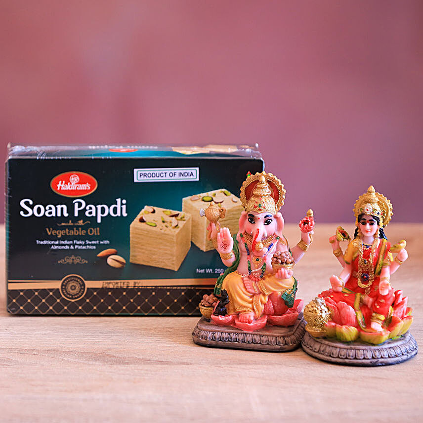 Soan Papdi And God Idols Diwali Combo