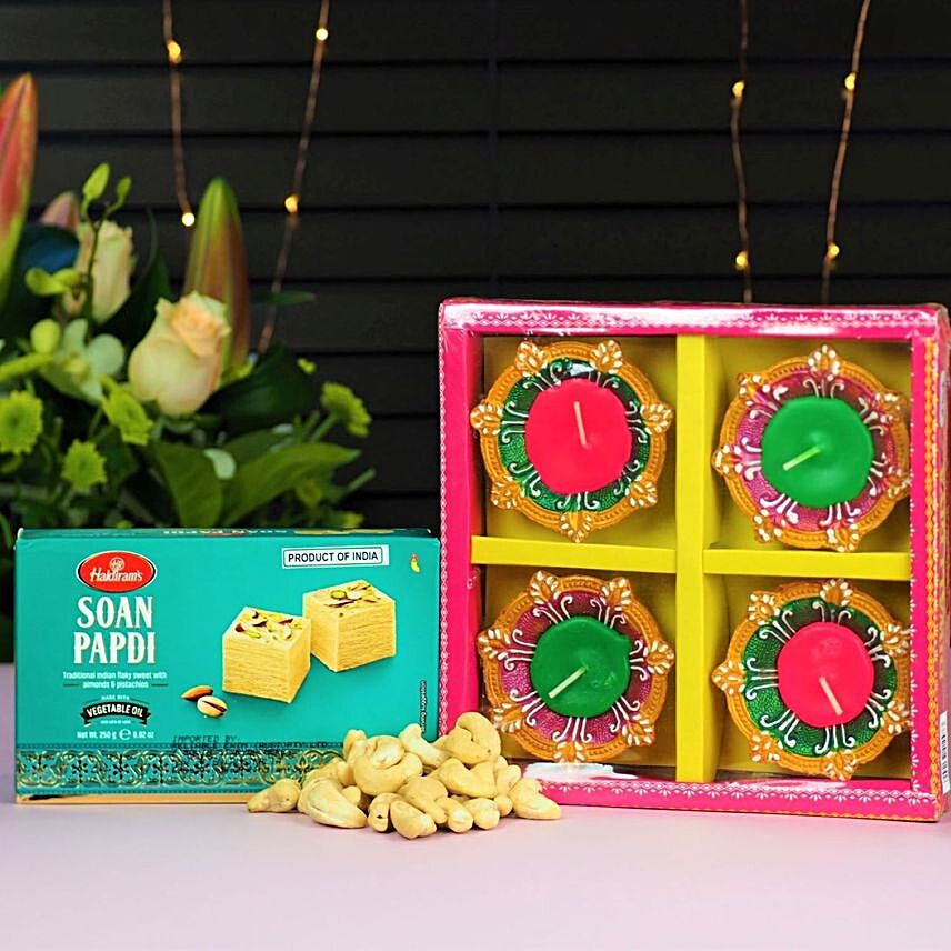 Diwali Diyas With Sweets And Dry Fruit:Send Diwali Gifts to Australia