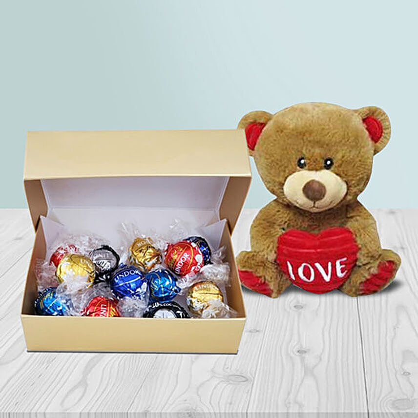 Cute Teddy And Delicious Chocolate Truffles Combo