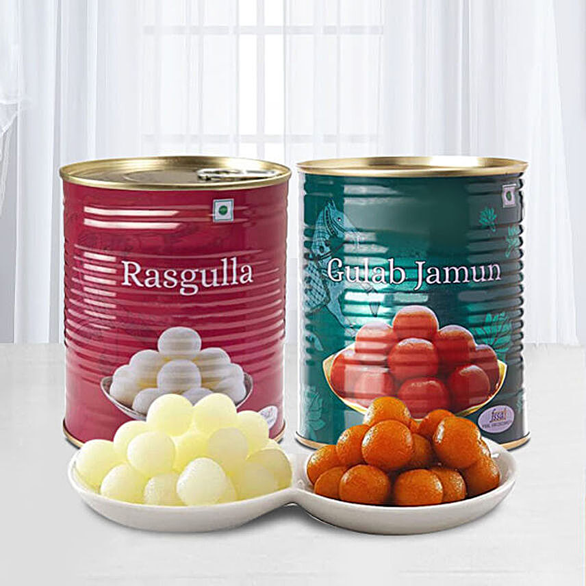 Tempting Rasgulla And Gulab Jamun Hamper 1 Kg Each:Sweets to Australia