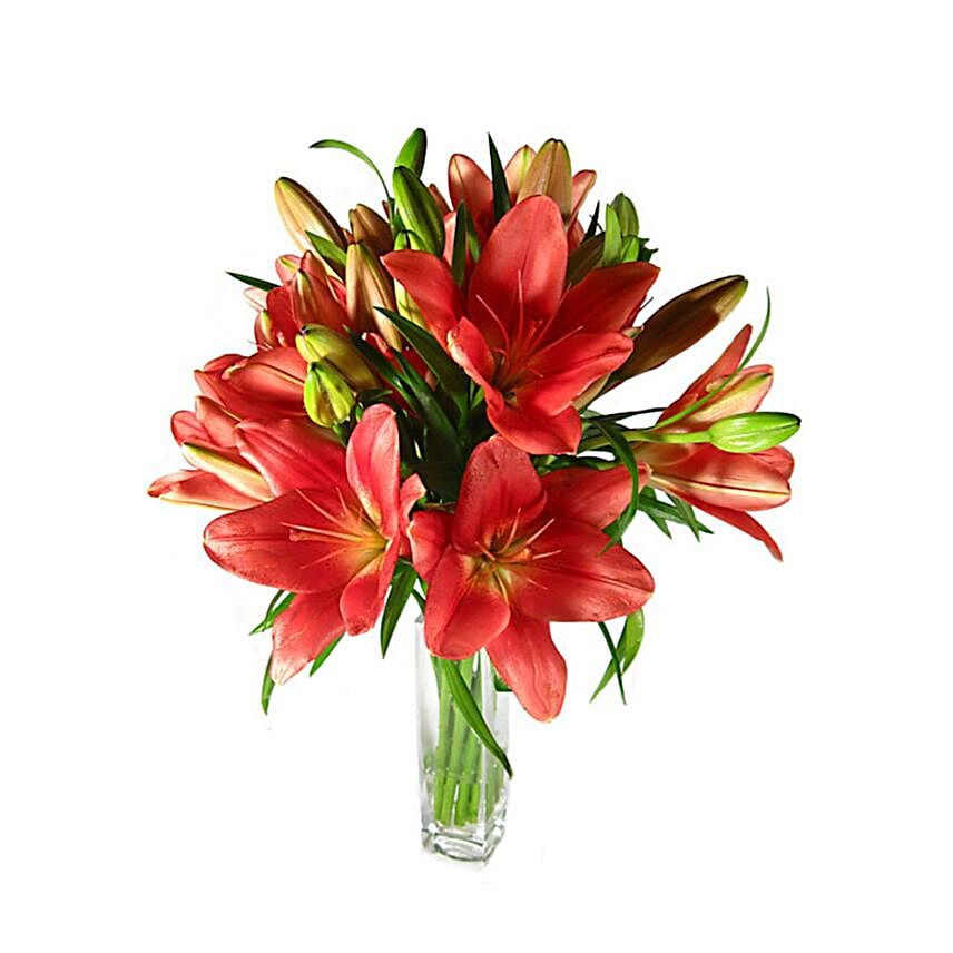 Striking Lilies Vase:Mixed Flowers to Australia