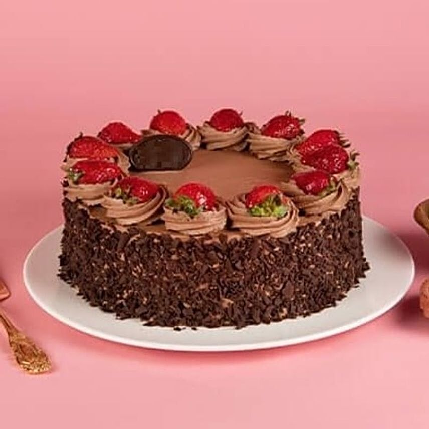 Eggless Double Chocolate Strawberry Cake