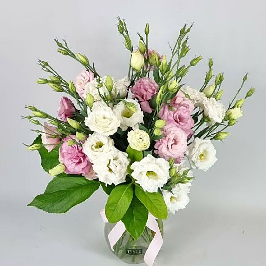 Refreshing Pink And White Lisianthus Vase:Send Birthday Flowers to Australia