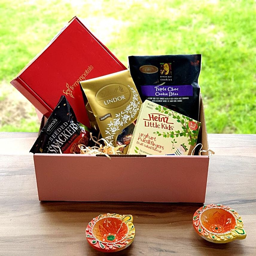 Diwali Goodness Treats & Diyas Gift Box:Diwali Gifts to Australia