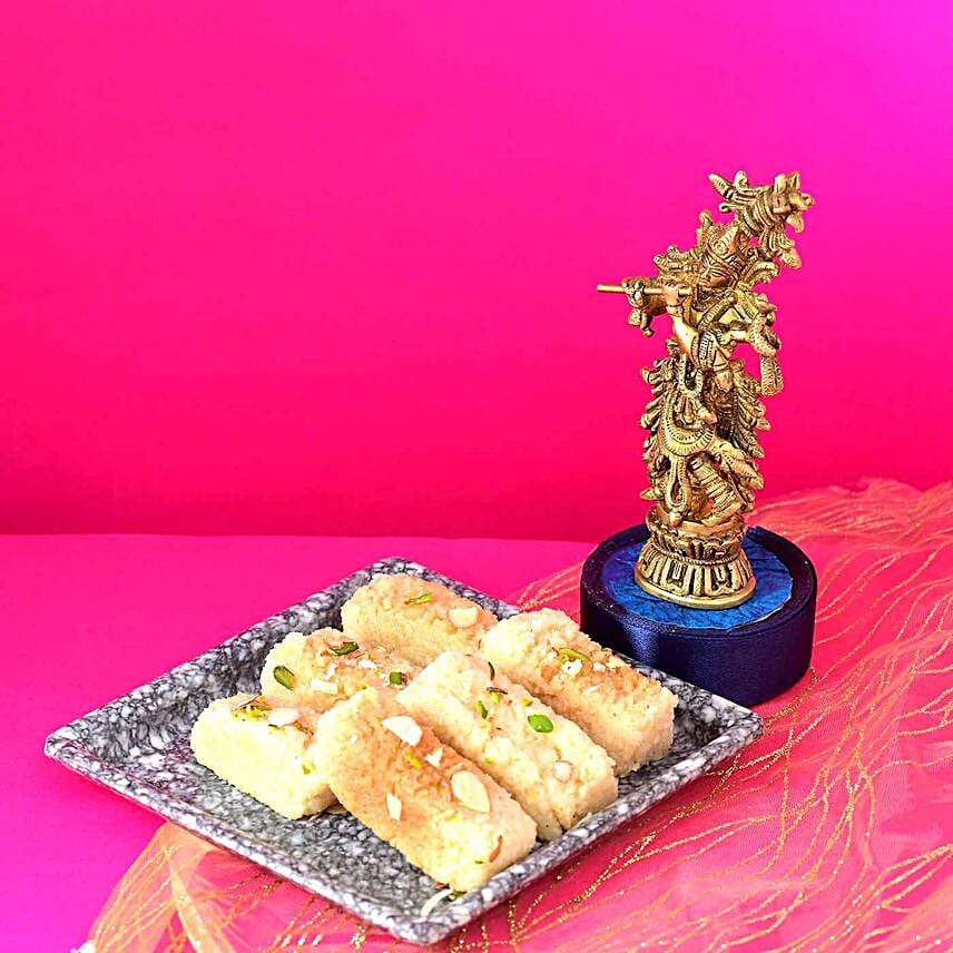 Lord Krishnas Charm Idol N Milk Cake Combo