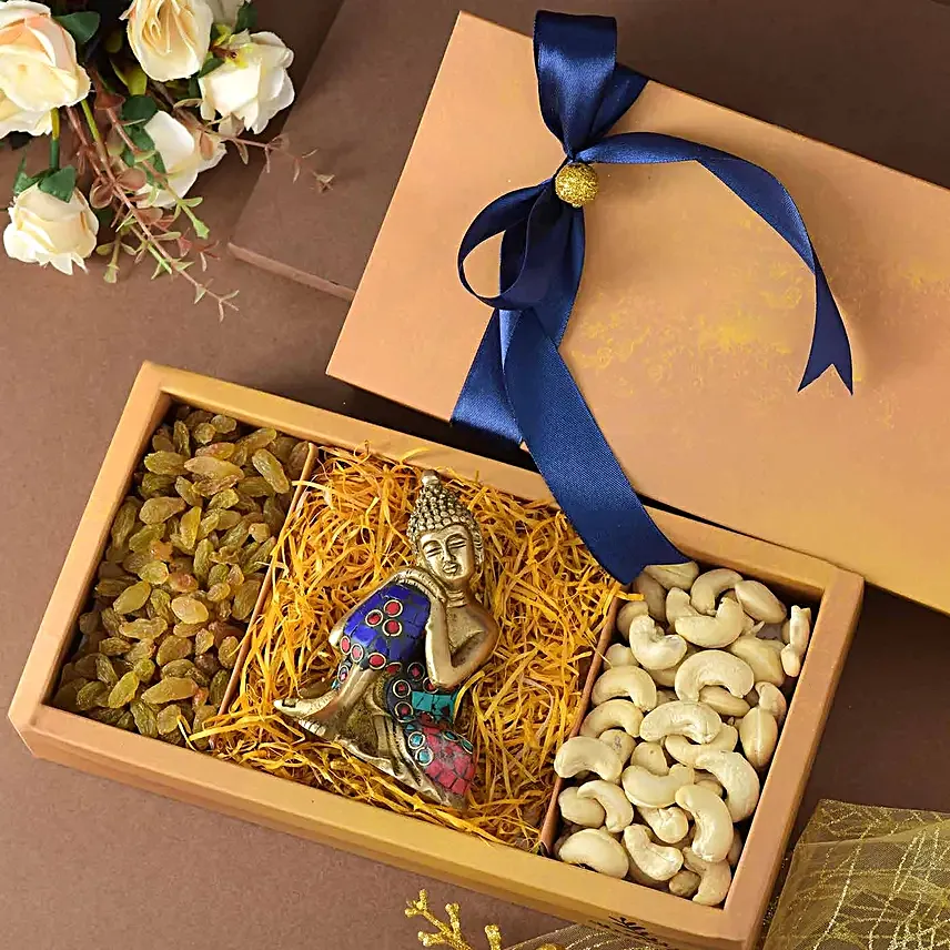 The Resting Buddha Idol N Healthy Dryfruits Combo