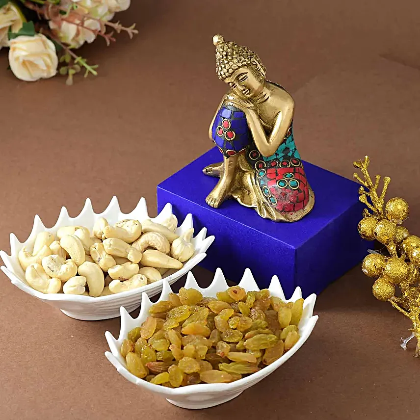 The Resting Buddha Idol N Healthy Dryfruits Combo