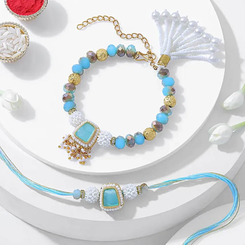 BB Stone Bracelet Rakhi Hamper with Tea N Treats