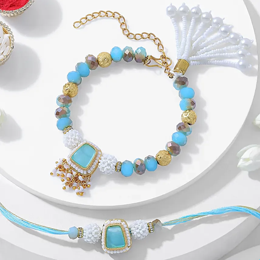 BB Stone Bracelet Rakhi Hamper with Tea N Treats