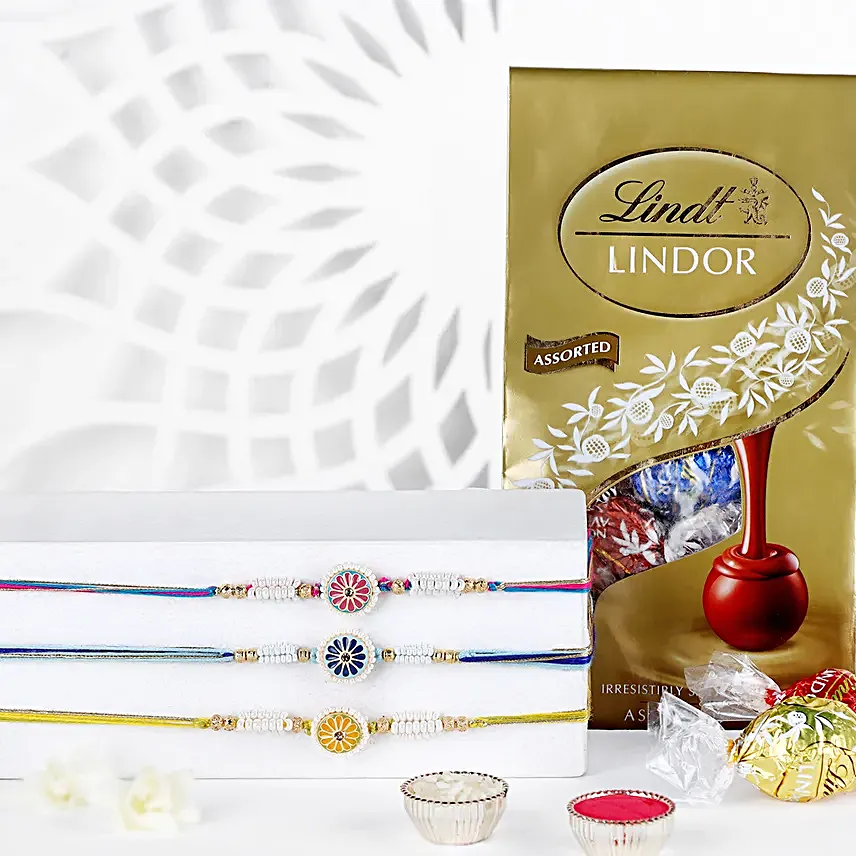 Colours of Heritage Rakhi Set N Lindt Lindor Pack