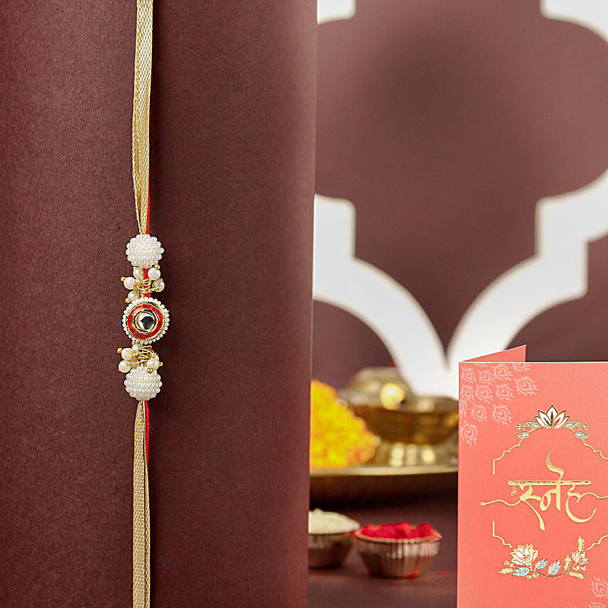 Crimson Majestic Pearl Rakhi N Choco Delight