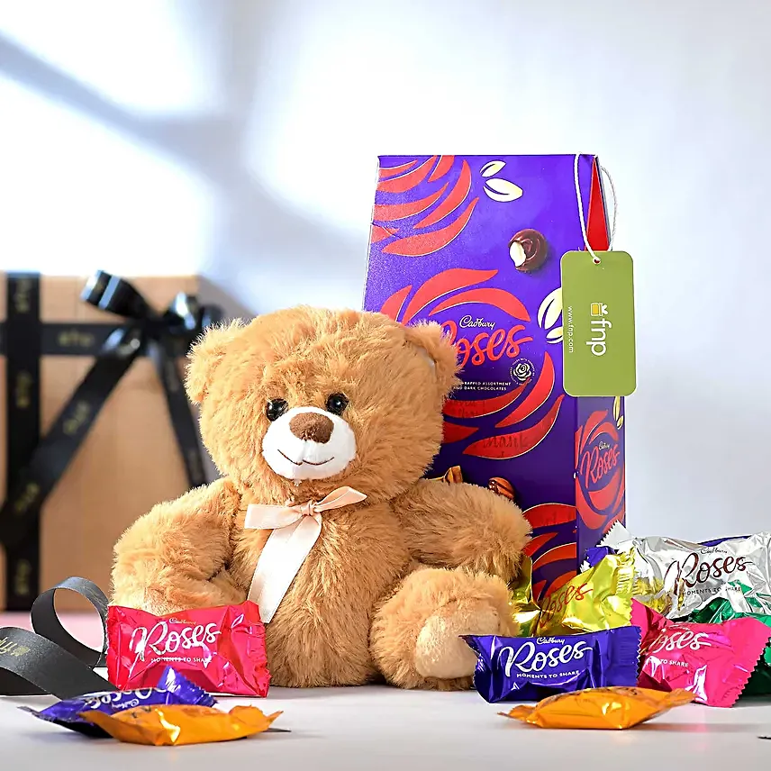Cute Cuddles N Chocolatey Roses Gift Hamper