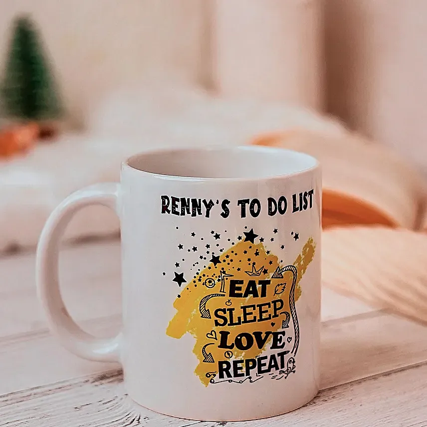 Eat Sleep Love Repeat Personalised Mug Hand Delivery