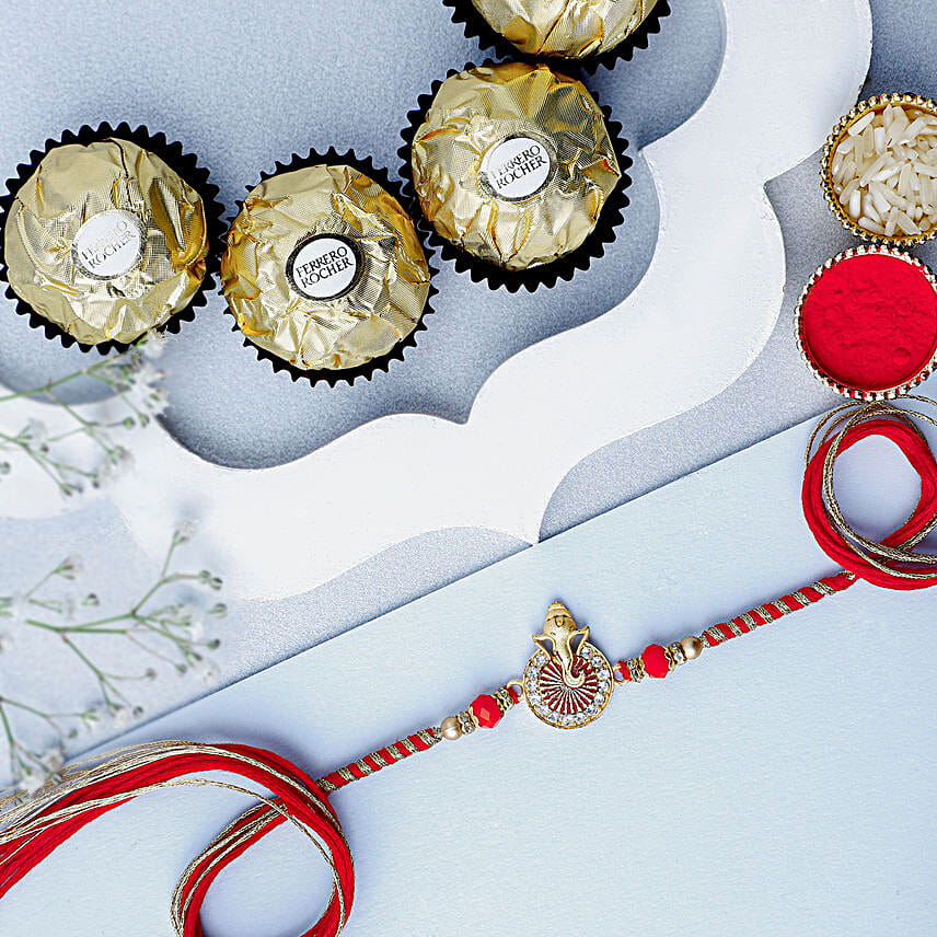 Ethereal Ganesha Harmony Rakhi N Ferrero Delight