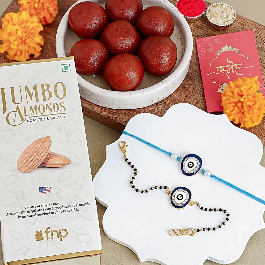 Feng Shui Harmony Bhaiya Bhabhi Rakhi Sweets and Nuts Gift Set