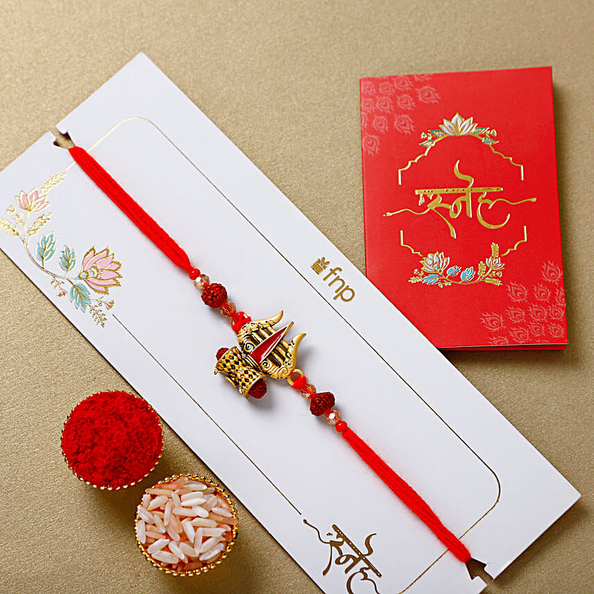Intricate Trishul Rakhi N Toblerone Delight