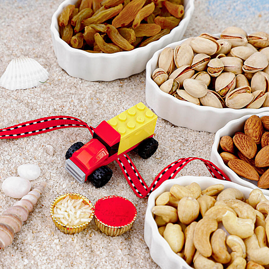 Lego Link Kids Toy Rakhi with Nutritious Duo Delight