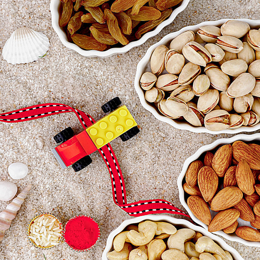 Lego Link Kids Toy Rakhi with Nutritious Duo Delight