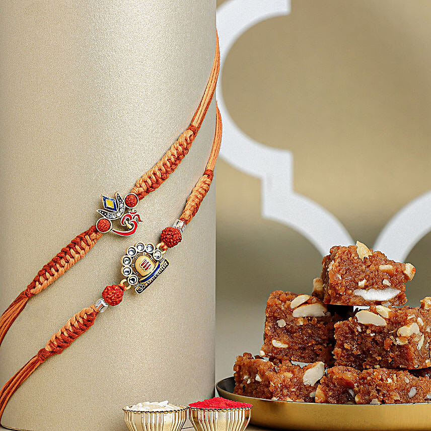 Om Namah Shivay Rakhi Duo N Dodha Barfi Delight
