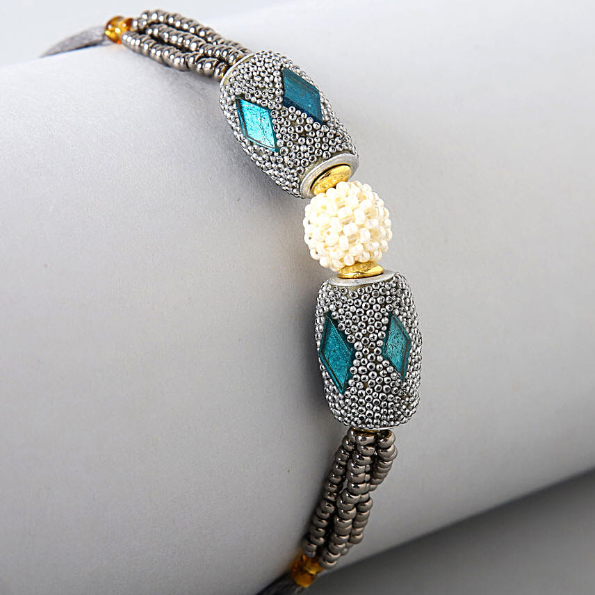 Pearl And Stone Traditional Rakhi