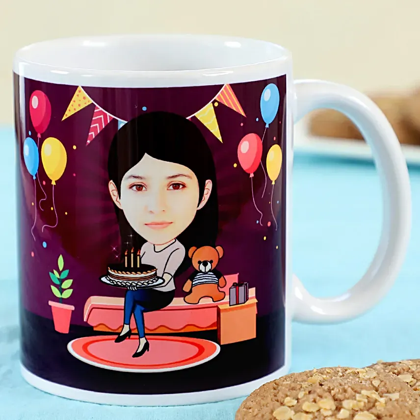 customised birthday caricature printed mug online