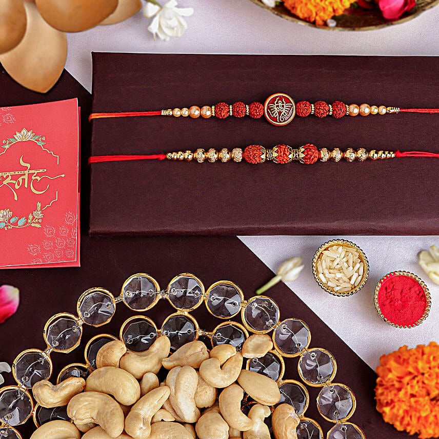 Serene Spirit Rudraksha Rakhi N Cashew Delights