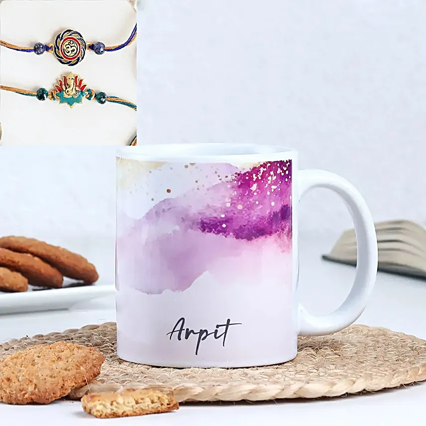 Set Of 2 Devotional Rakhi With Pers Mug
