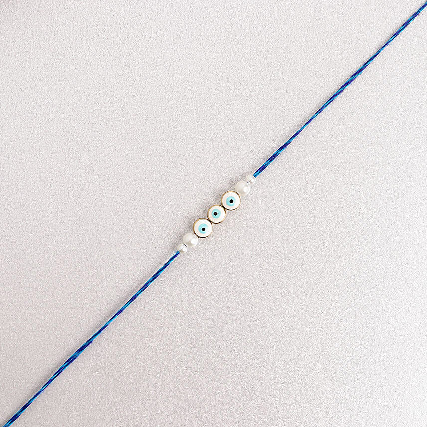 Simplistic Blue Evil  Eye Rakhi N Choco Combo