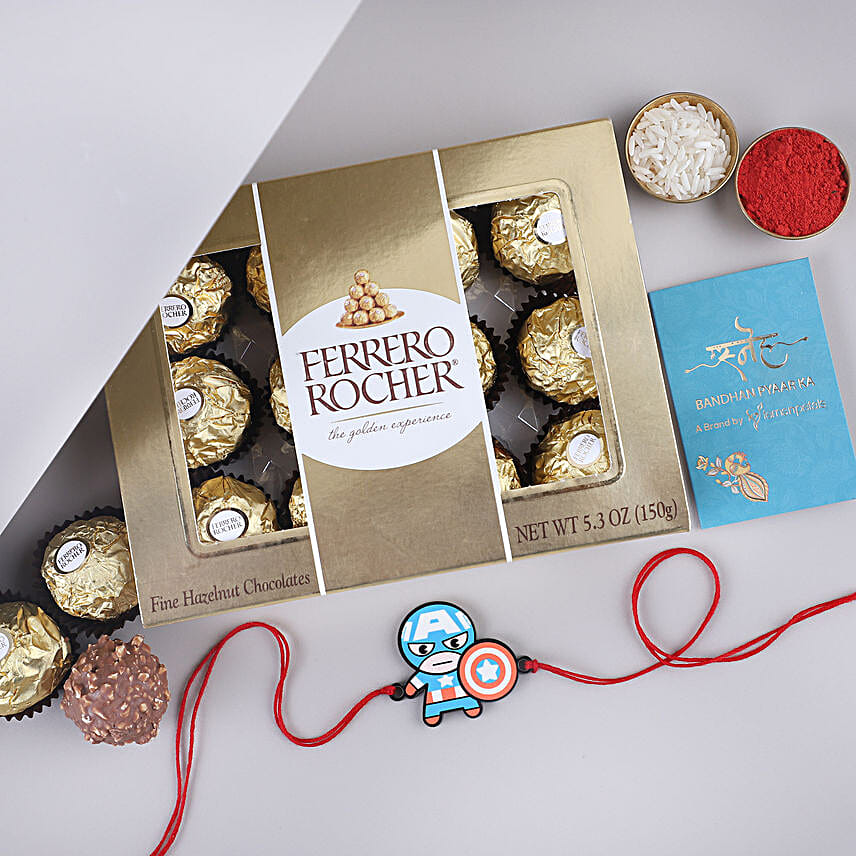 Sneh Captain America Rakhi N Ferrero Delight