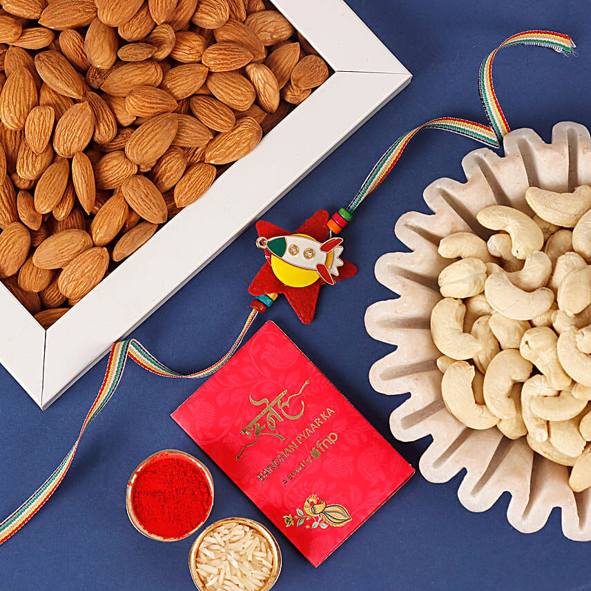 Sneh Cute Rocket Rakhi With Almonds & Cashews