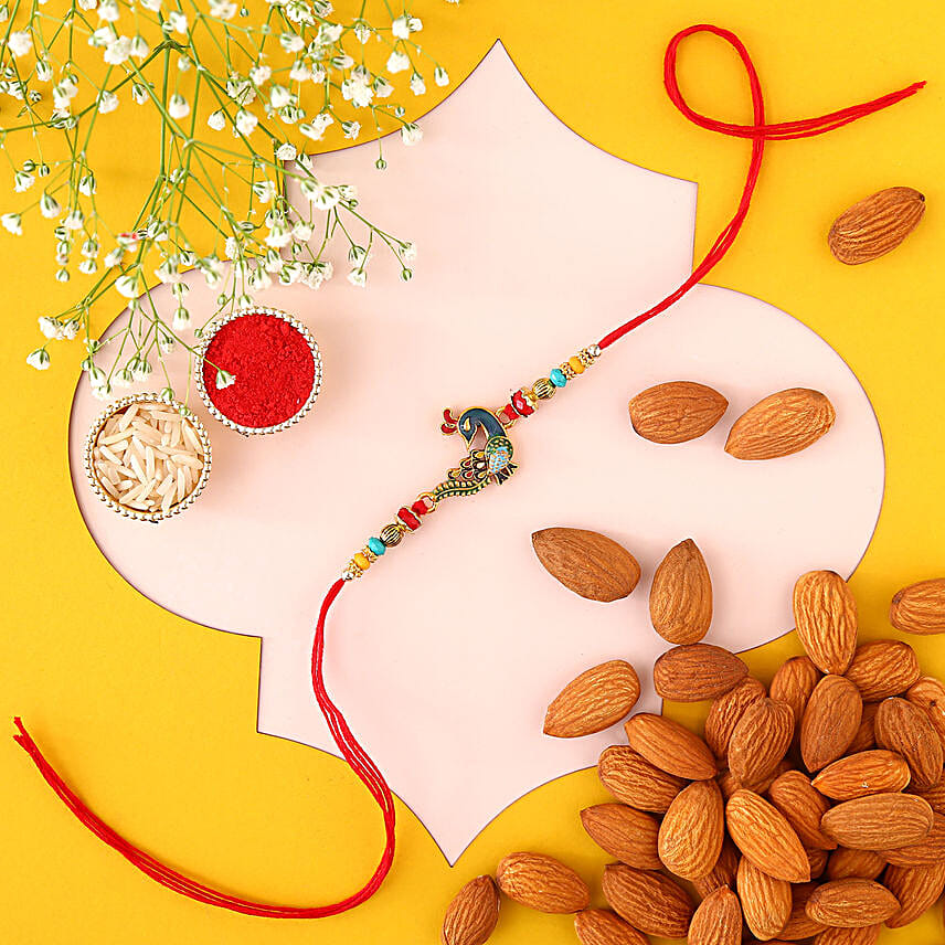 Sneh Elegant Peacock Rakhi & Almonds