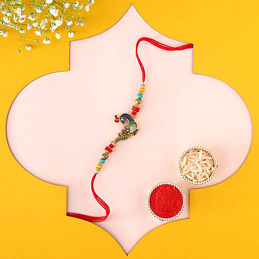 Sneh Elegant Peacock Rakhi & Almonds