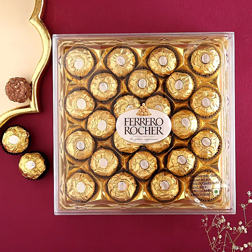 Sun Kissed Stone Work Lumba Pearl Rakhi Duo N Ferrero Rocher Gift Set