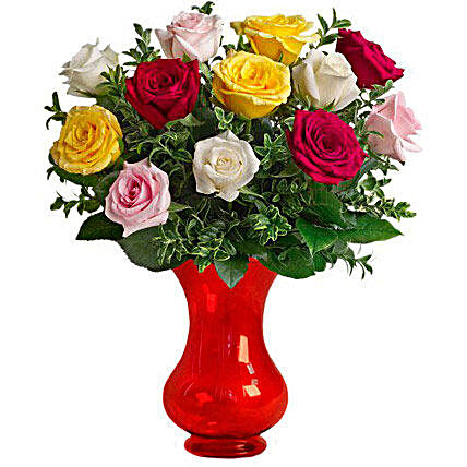 Dozen Assorted Roses:Send Christmas Flowers to Australia