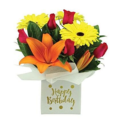 Mixed Flowers Happy Birthday Box