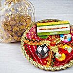 Thread Rakhi with Dry Fruits and Traditional Thali