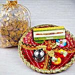 Thread Rakhi with Dry Fruits and Traditional Thali