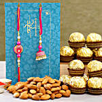 Meenakari Lumba Rakhi Set And Almonds With Ferrero Rocher