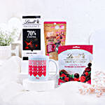 Personalised Fluttering Hearts Mug & Sweets Combo
