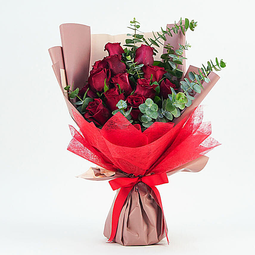 13 Roses Bouquet With Teddy